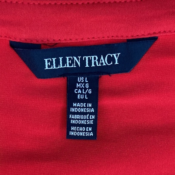 Ellen Tracy red top pockets button down front size L gold hardware - Picture 8 of 13